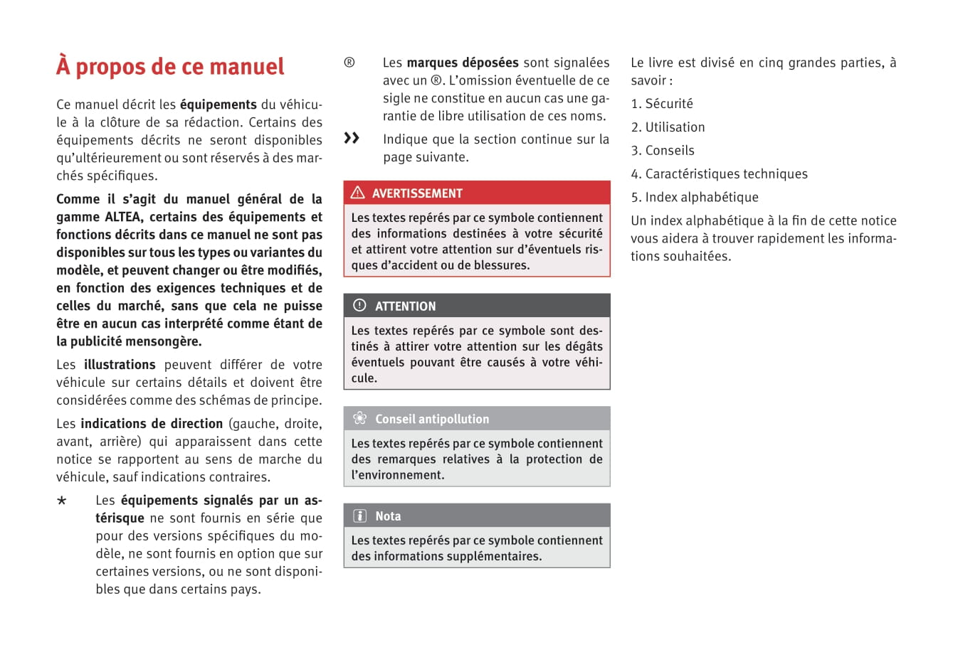 2014-2015 Seat Altea XL Owner's Manual | French