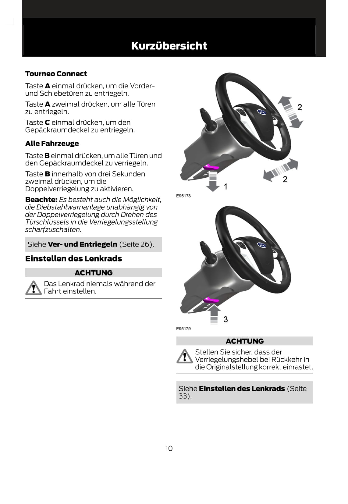 2011-2014 Ford Tourneo Connect / Transit Connect Bedienungsanleitung | Deutsch