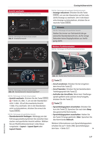 2017-2020 Audi Q5 Bedienungsanleitung | Deutsch