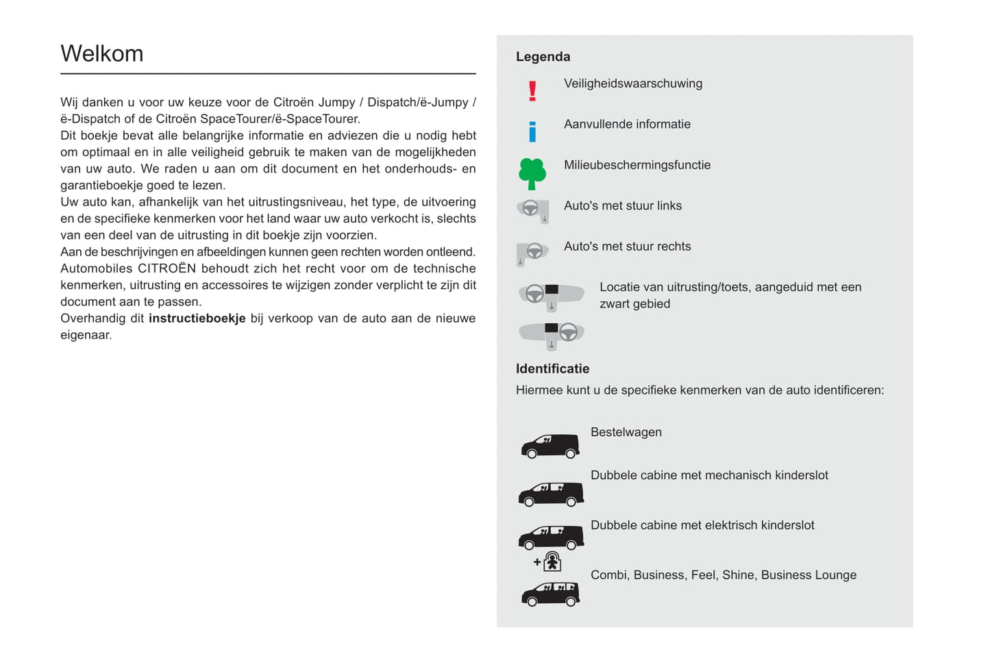 2020-2022 Citroën SpaceTourer/Dispatch/Jumpy/ë-Dispatch/ë-Jumpy/ë-SpaceTourer Bedienungsanleitung | Niederländisch