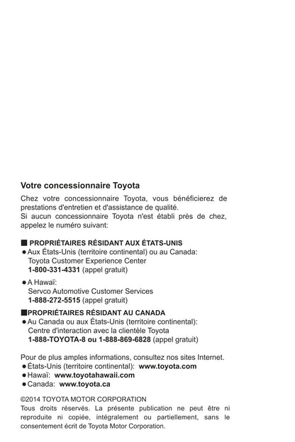 2015 Toyota Yaris Owner's Manual | French