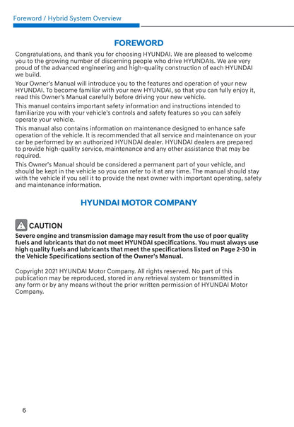 2021-2022 Hyundai Tucson Hybrid/Plug-in Hybrid Bedienungsanleitung | Englisch