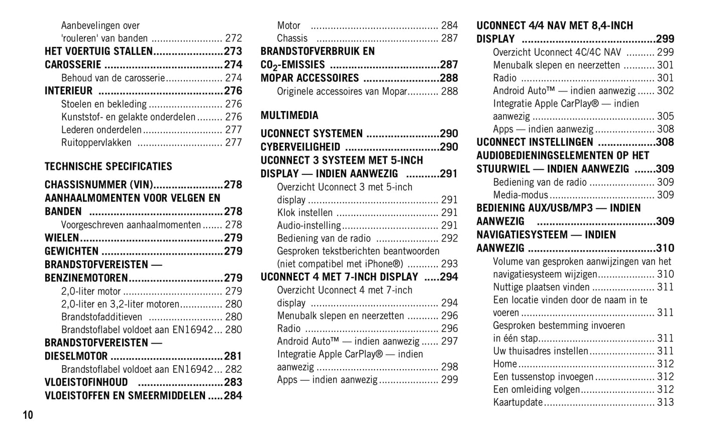 2019-2020 Jeep Cherokee Owner's Manual | Dutch