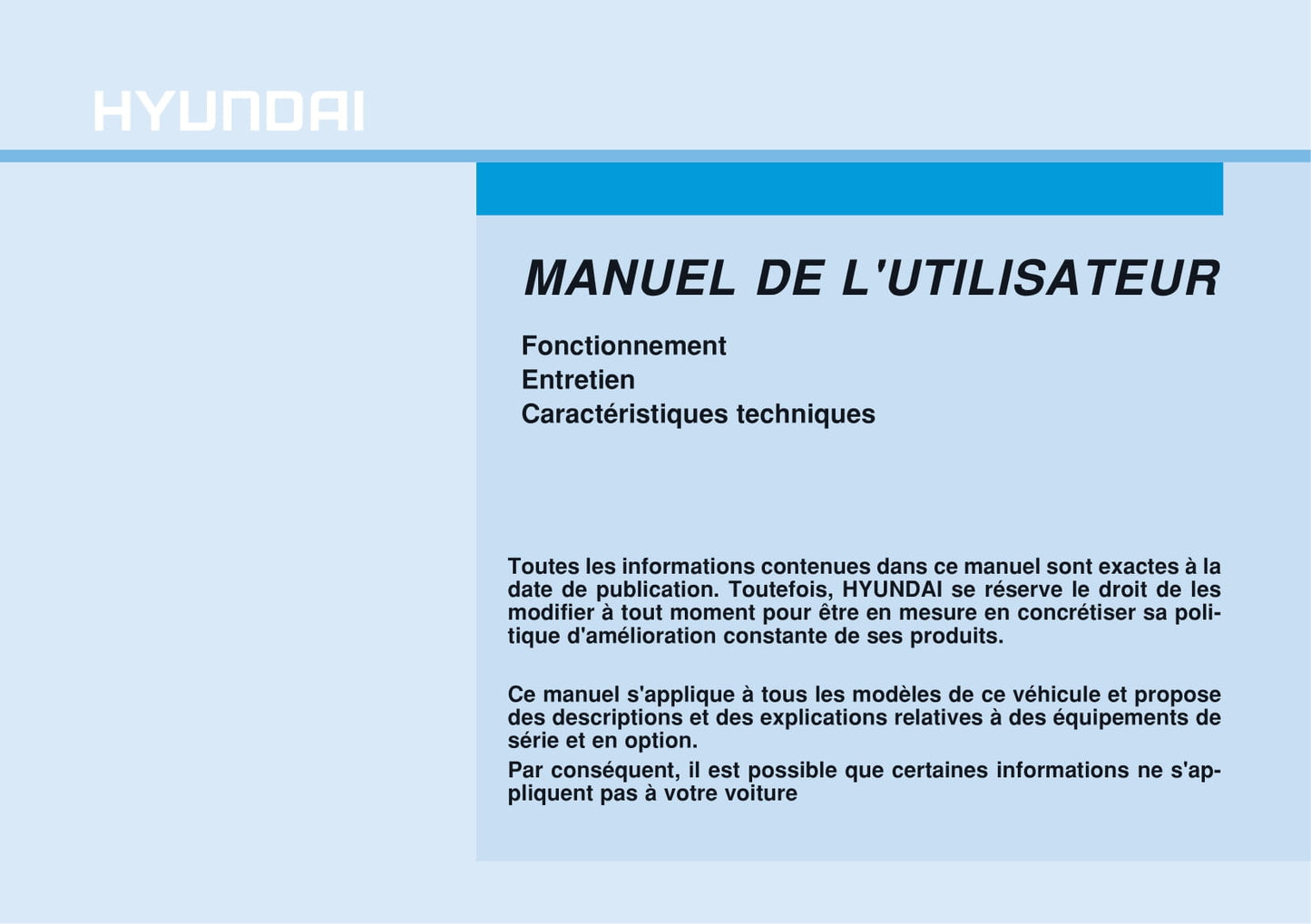 2015-2016 Hyundai i20 Owner's Manual | French