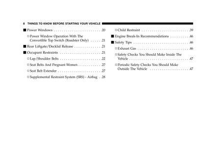 2004-2006 Chrysler Crossfire SRT6 Owner's Manual | English