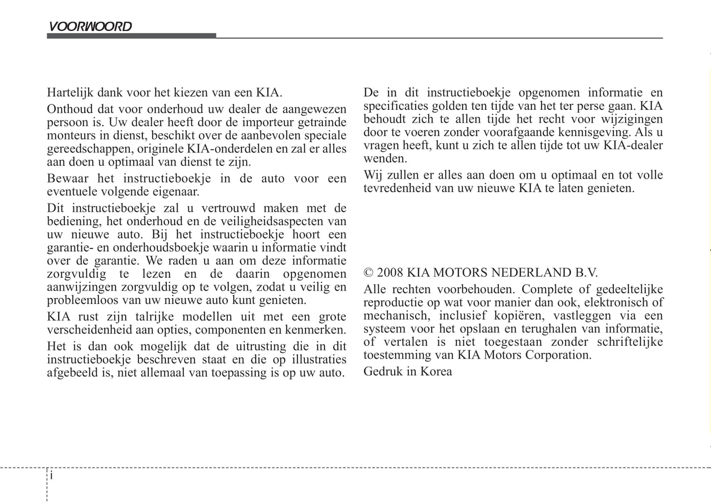 2008-2009 Kia Picanto Bedienungsanleitung | Niederländisch