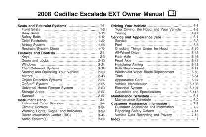 2008 Cadillac Escalade Bedienungsanleitung | Englisch