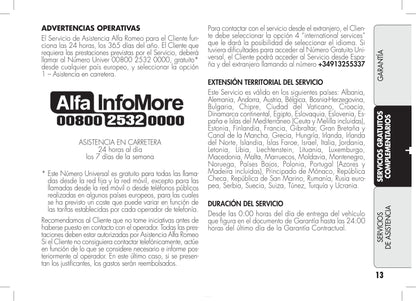 Alfa Romeo Garantía Y Servivios 2012 - 2014