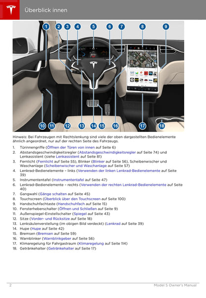 2016-2019 Tesla Model S Owner's Manual | German