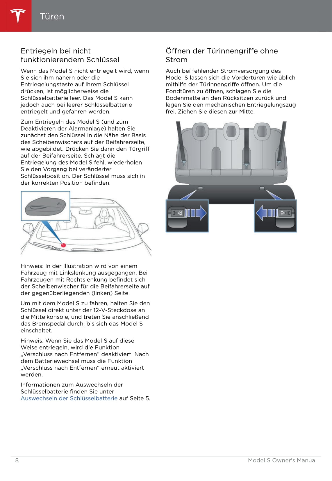 2016-2019 Tesla Model S Owner's Manual | German