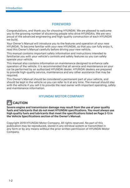 2019-2020 Hyundai Kona Hybrid Bedienungsanleitung | Englisch