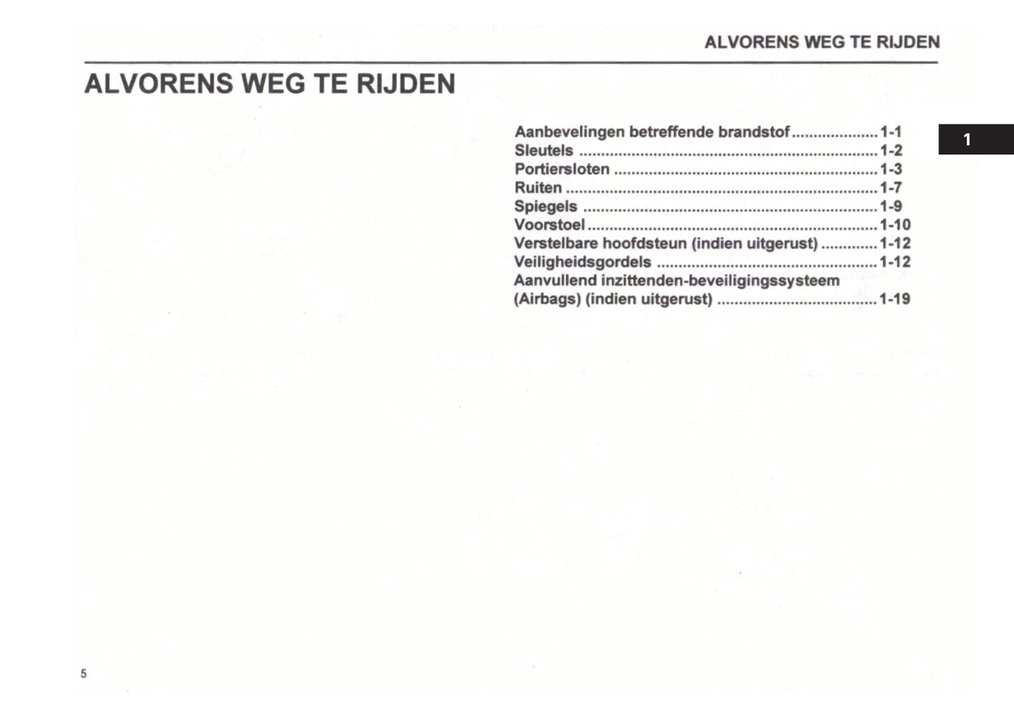 1996-2003 Subaru Justy Bedienungsanleitung | Niederländisch