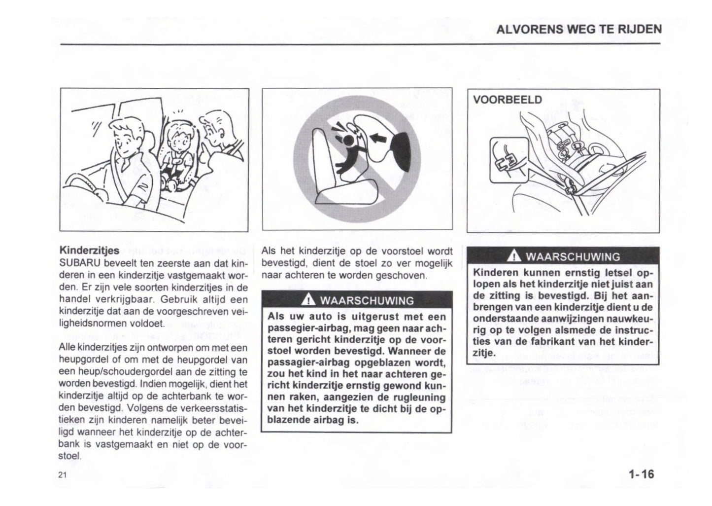 1999-2000 Subaru Justy Owner's Manual | Dutch