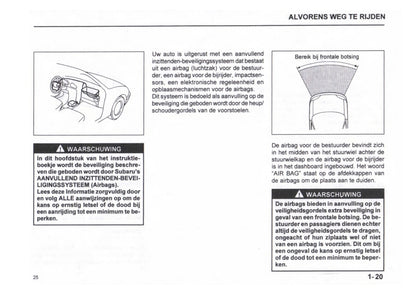 1999-2000 Subaru Justy Owner's Manual | Dutch