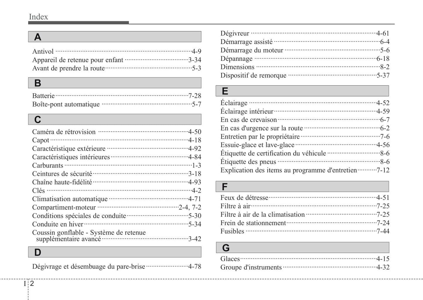 2012 Kia Rondo Owner's Manual | French