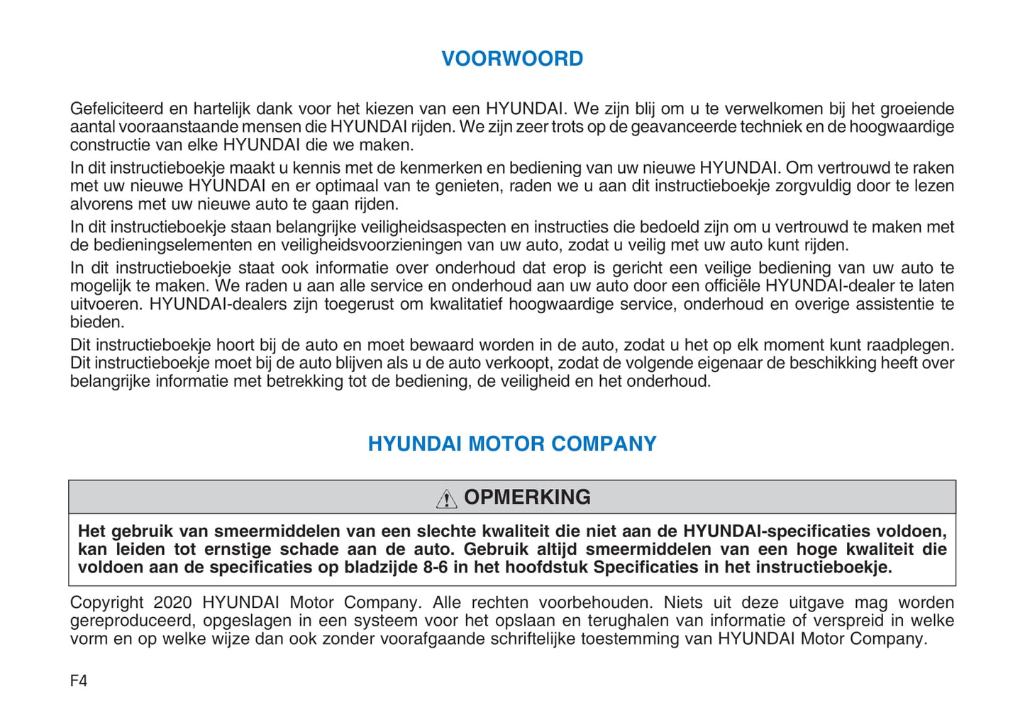 2020-2021 Hyundai Nexo Owner's Manual | Dutch