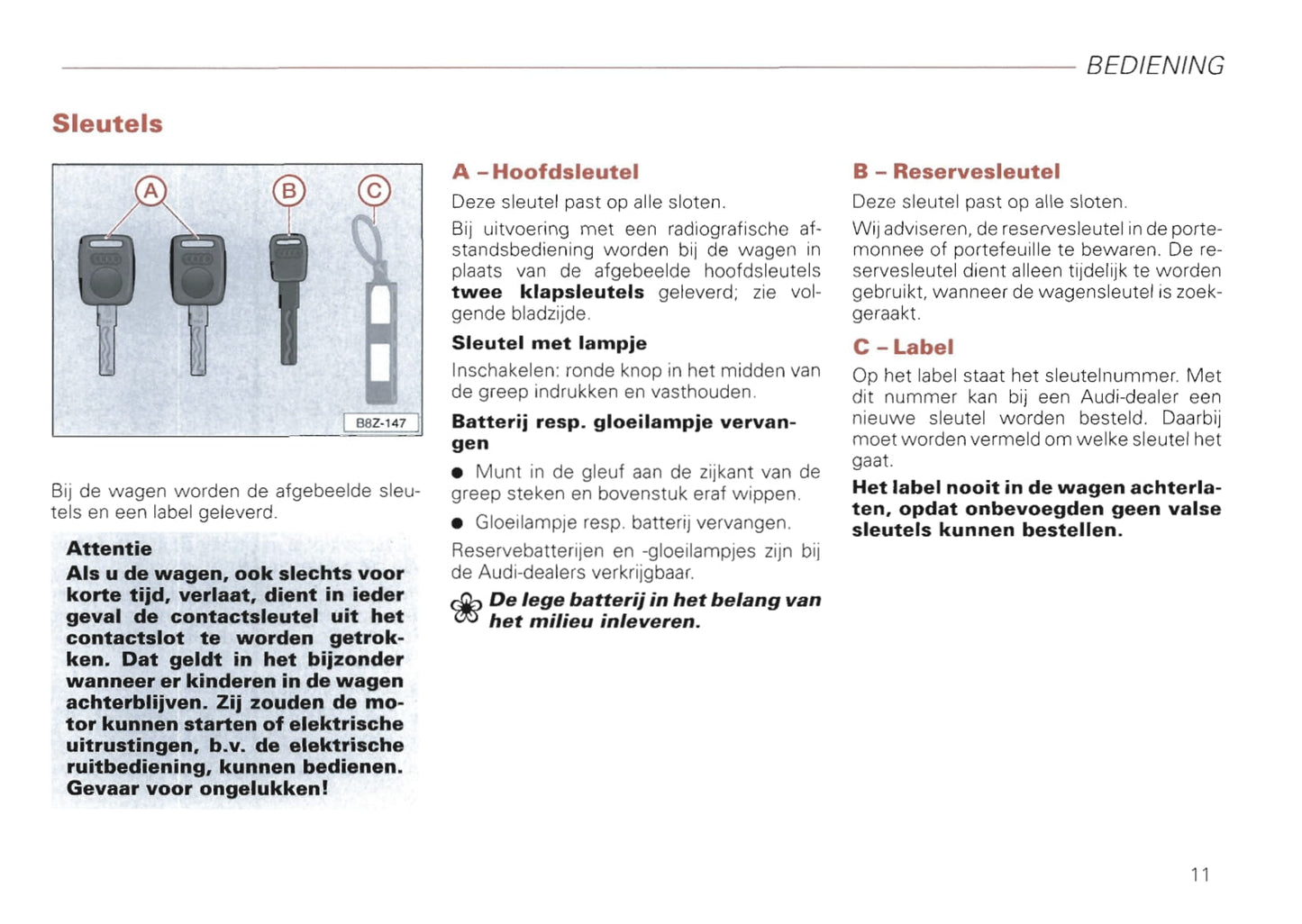 2000-2008 Audi A2 Bedienungsanleitung | Niederländisch