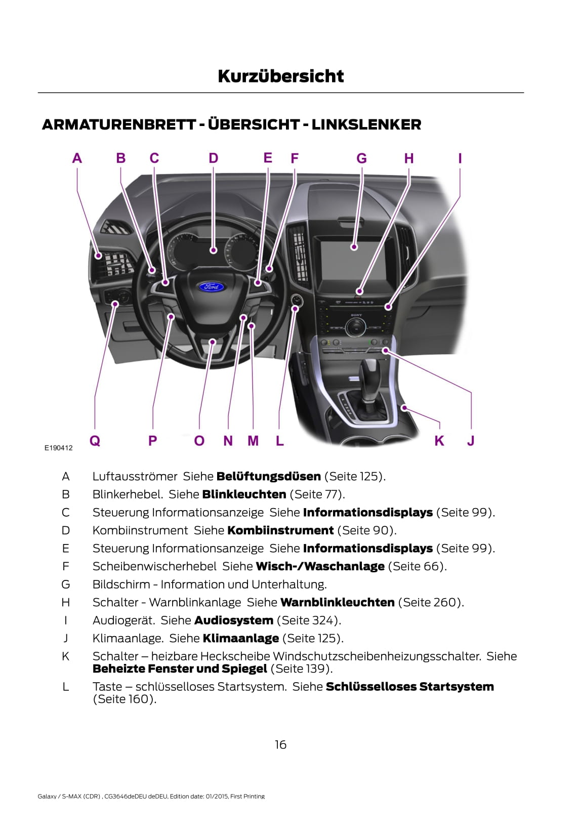 2015-2016 Ford Galaxy/S-Max Bedienungsanleitung | Deutsch