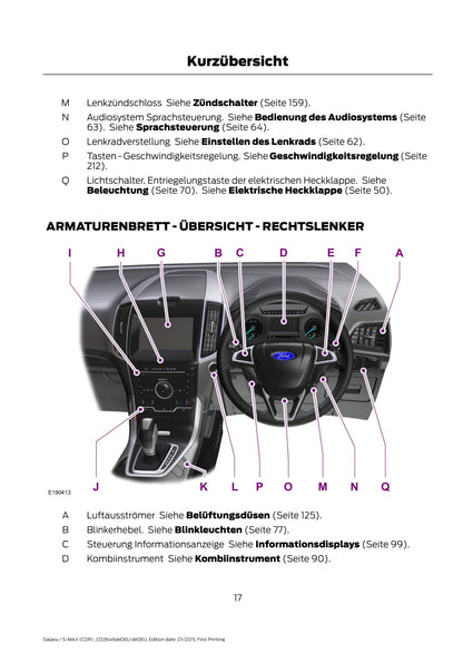 2015-2016 Ford Galaxy/S-Max Bedienungsanleitung | Deutsch