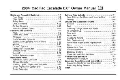 2004 Cadillac Escalade EXT Bedienungsanleitung | Englisch