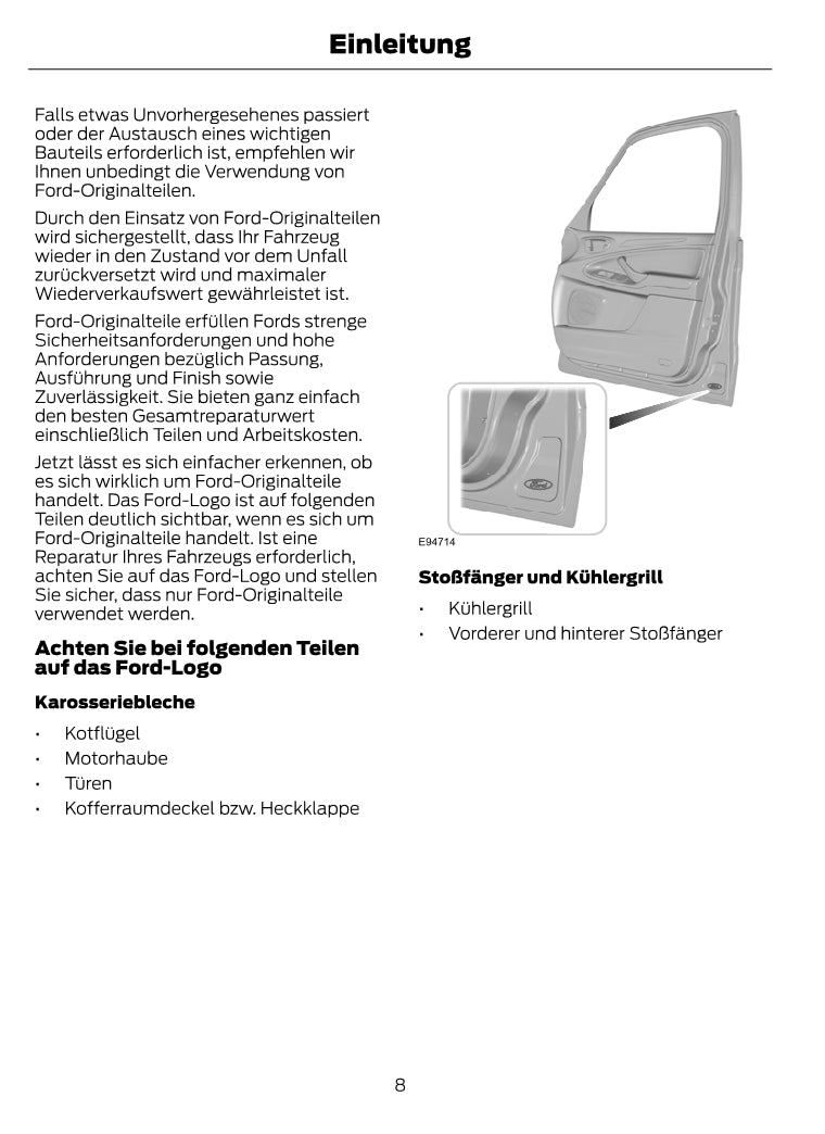 1997-2008 Ford Ka Owner's Manual | German