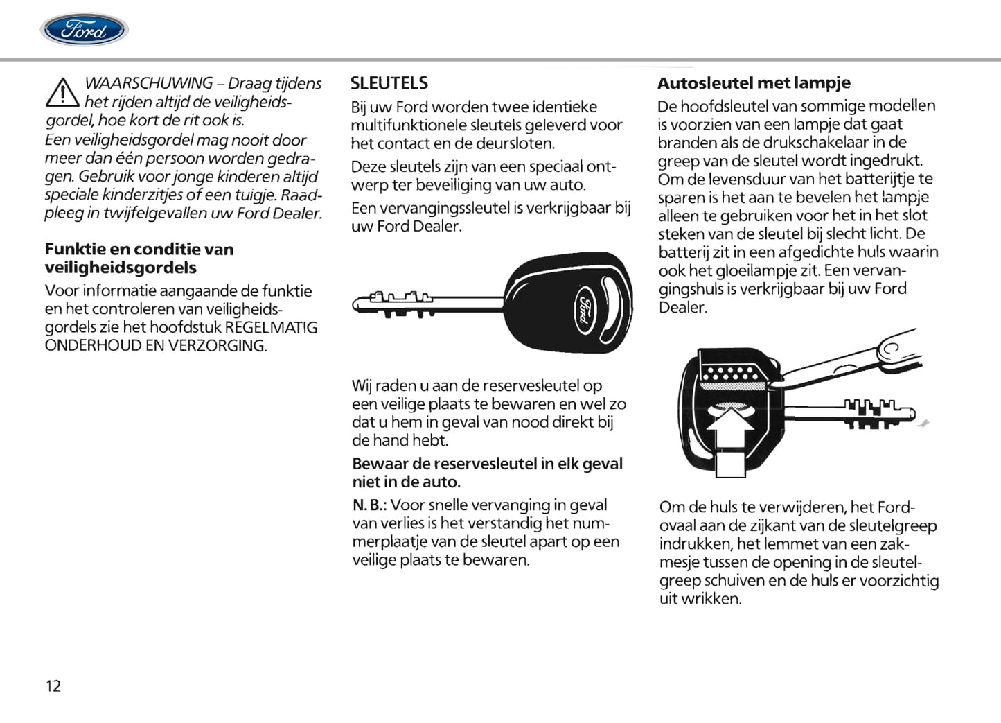 1986-1990 Ford Escort/Escort Van/Escort Express Owner's Manual | Dutch