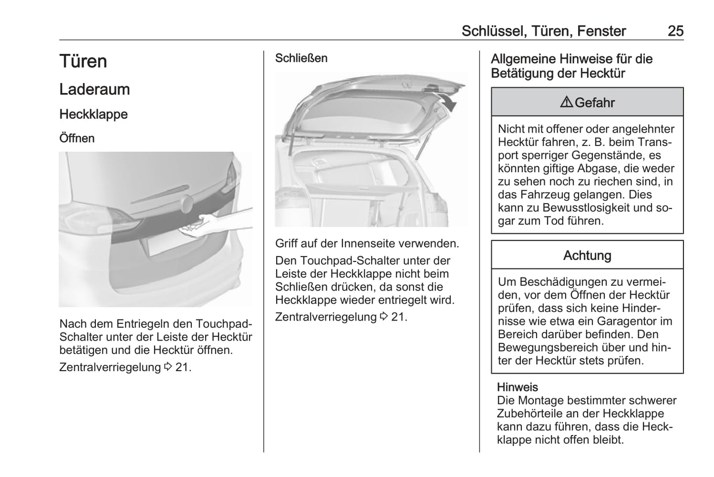 2016 Opel Zafira Tourer Owner's Manual | German