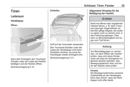 2016 Opel Zafira Tourer Owner's Manual | German