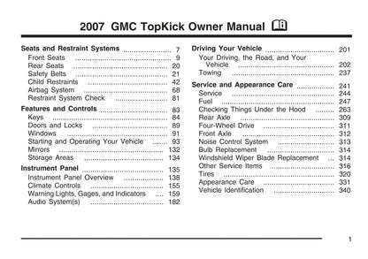 2007 GMC TopKick Owner's Manual | English