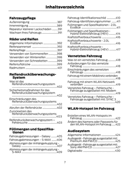 2021-2023 Ford Galaxy / S-max Bedienungsanleitung | Deutsch