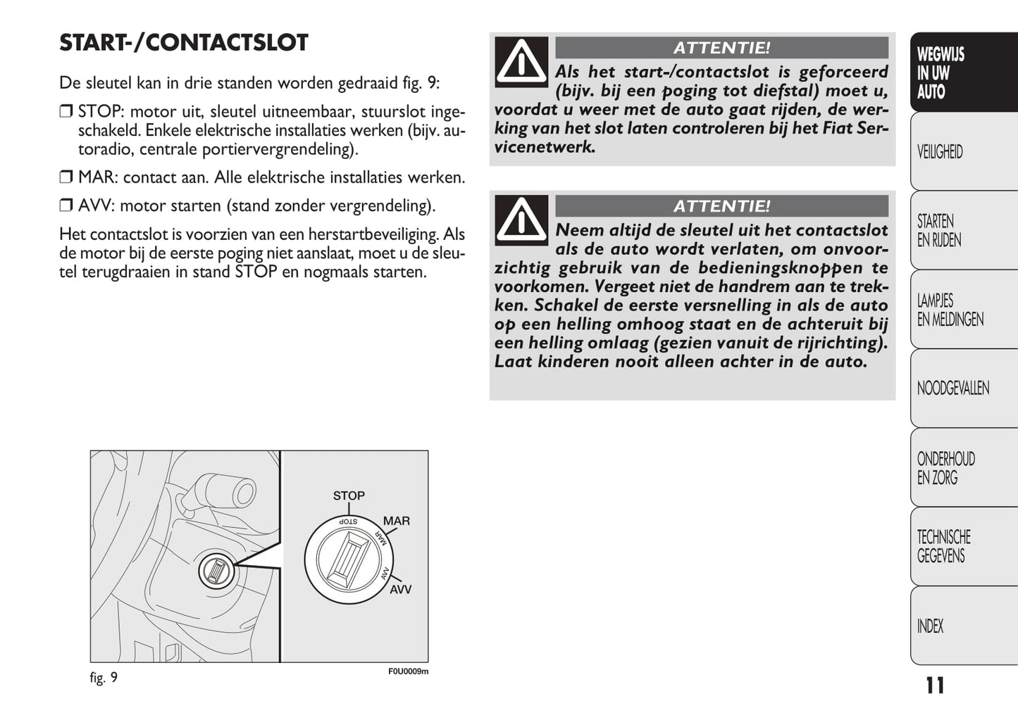 2010-2011 Fiat Punto Evo Owner's Manual | Dutch