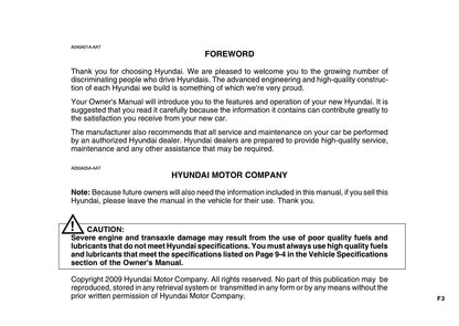 2009-2010 Hyundai Accent Bedienungsanleitung | Englisch