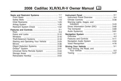 2008 Cadillac XLR/XLR-V Bedienungsanleitung | Englisch