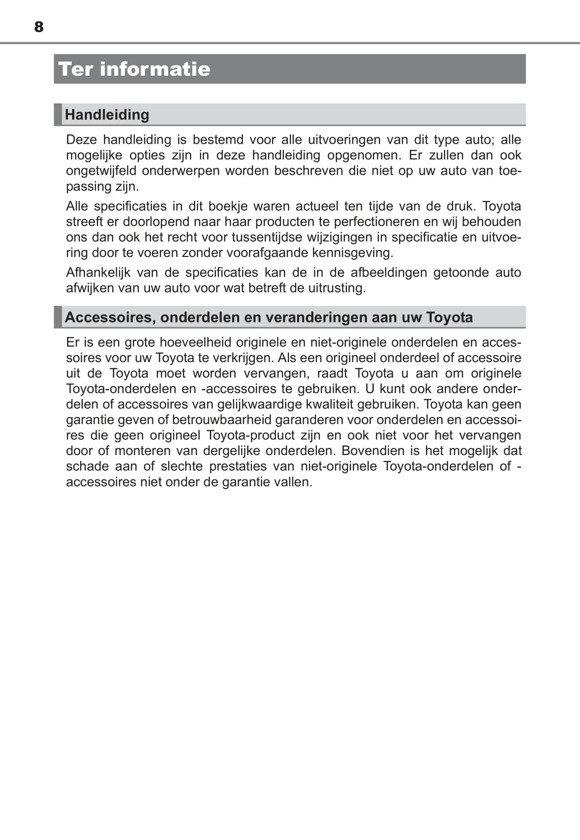 2018-2019 Toyota Auris Hybrid Bedienungsanleitung | Niederländisch
