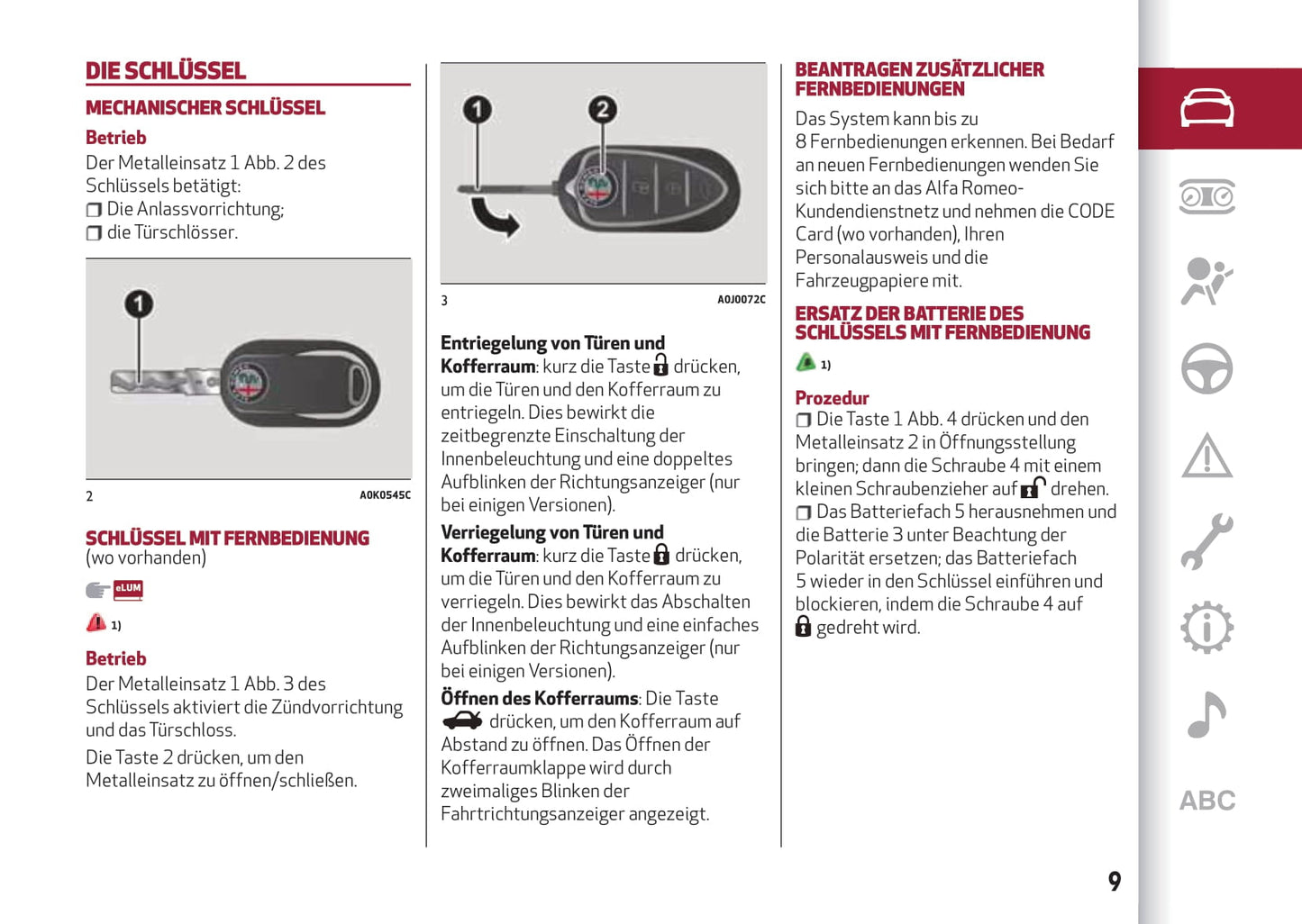 2016-2020 Alfa Romeo MiTo Owner's Manual | German