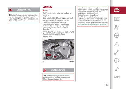 2016-2020 Alfa Romeo MiTo Owner's Manual | German