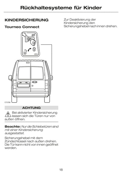 2002-2007 Ford Tourneo Connect / Transit Connect Bedienungsanleitung | Deutsch