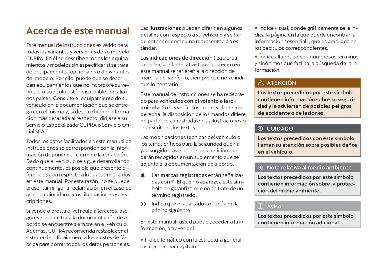 2021-2022 Cupra Leon Owner's Manual | Spanish