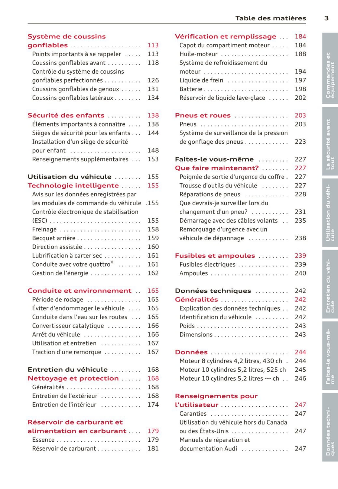 2012-2015 Audi R8/R8 Coupé Owner's Manual | French