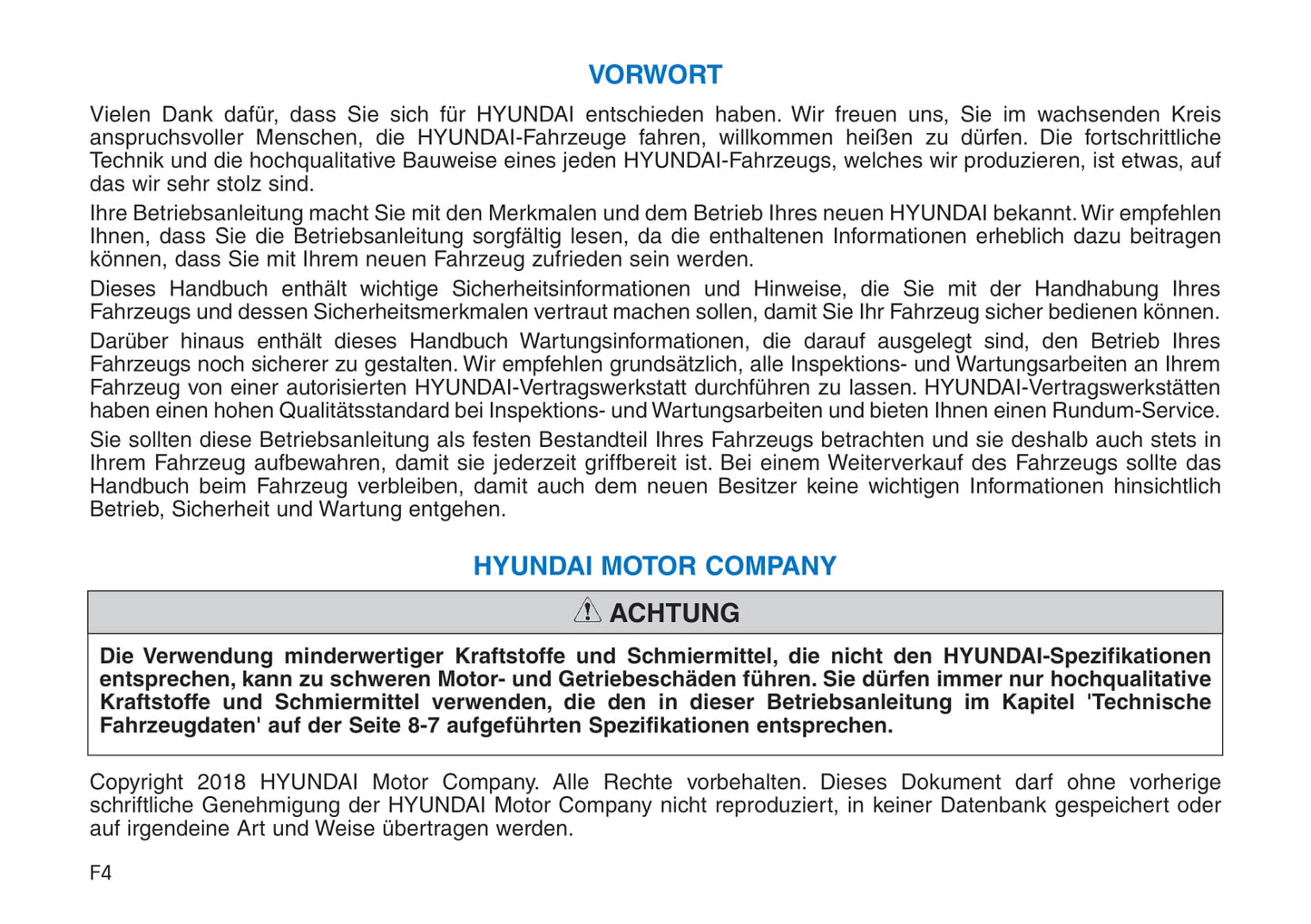 2018-2019 Hyundai Santa Fe Bedienungsanleitung | Deutsch