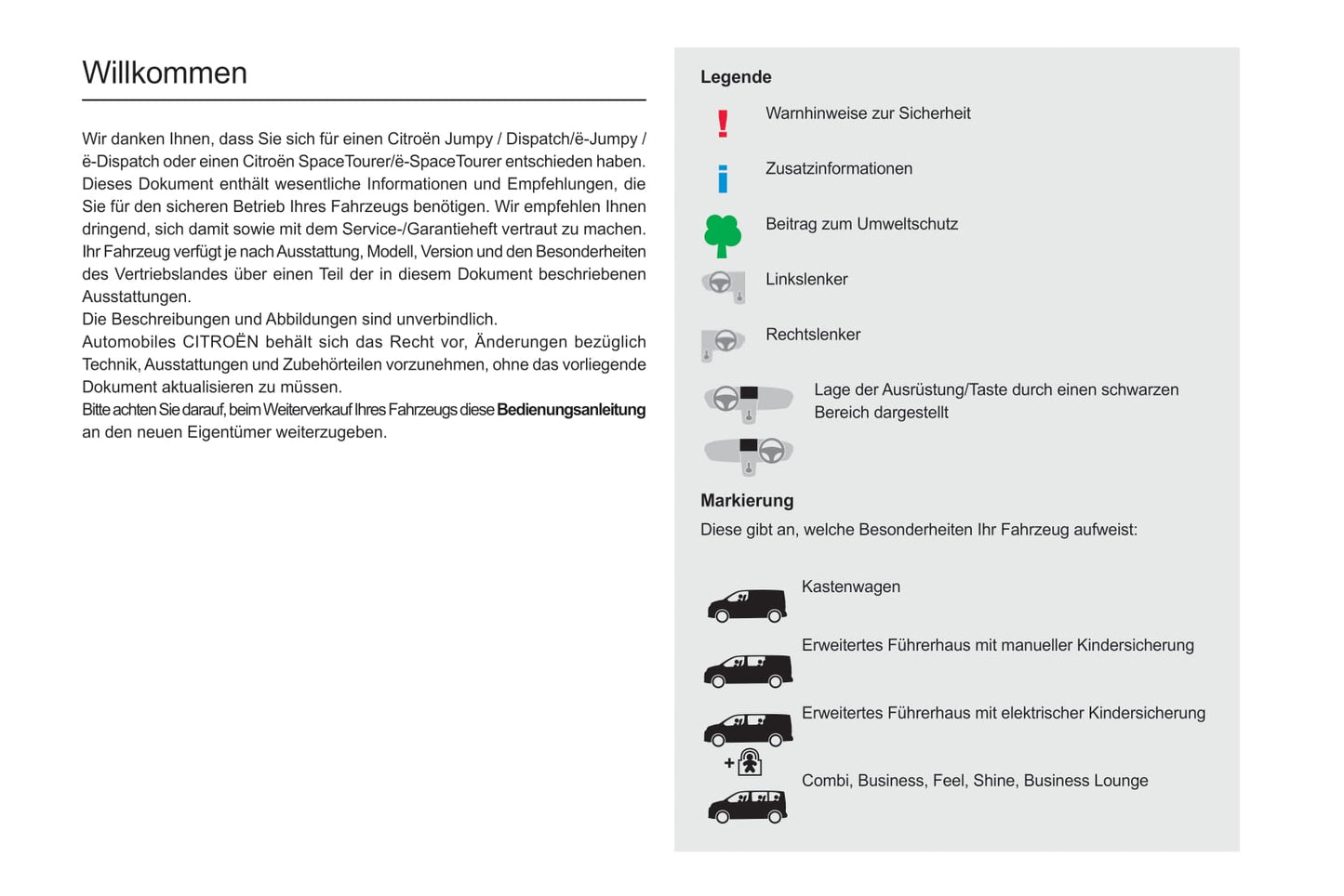 2020-2022 Citroën SpaceTourer/Dispatch/Jumpy/ë-Dispatch/ë-Jumpy/ë-SpaceTourer Bedienungsanleitung | Deutsch