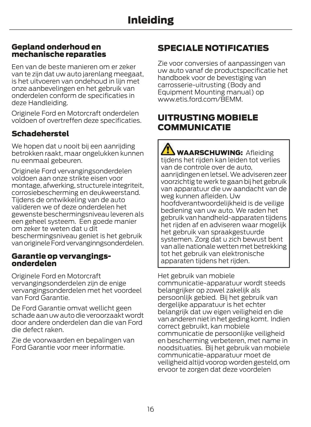 2020 Ford Transit Owner's Manual | Dutch