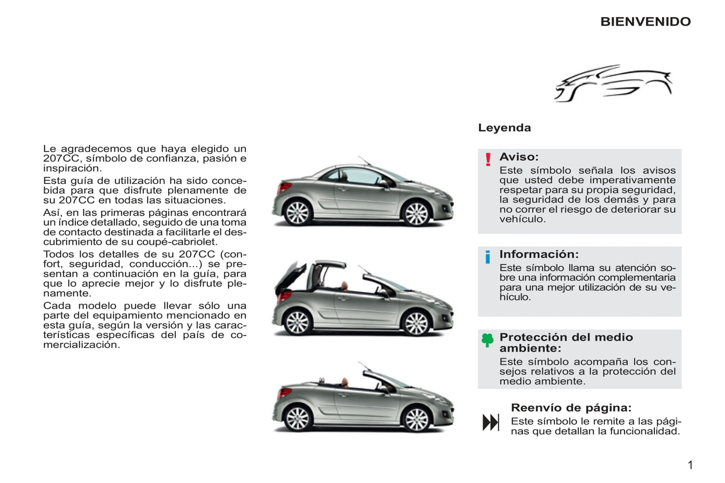 2011-2014 Peugeot 207 CC Bedienungsanleitung | Spanisch