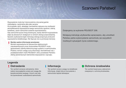 2014-2015 Peugeot 208 Owner's Manual | Polish