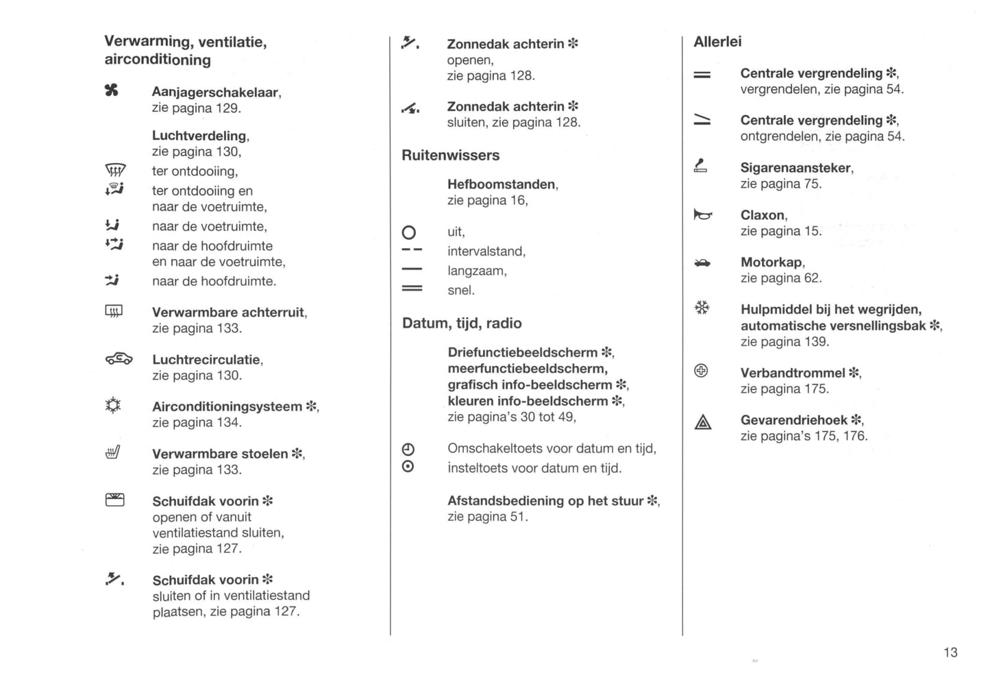 1999-2001 Opel Zafira Owner's Manual | Dutch