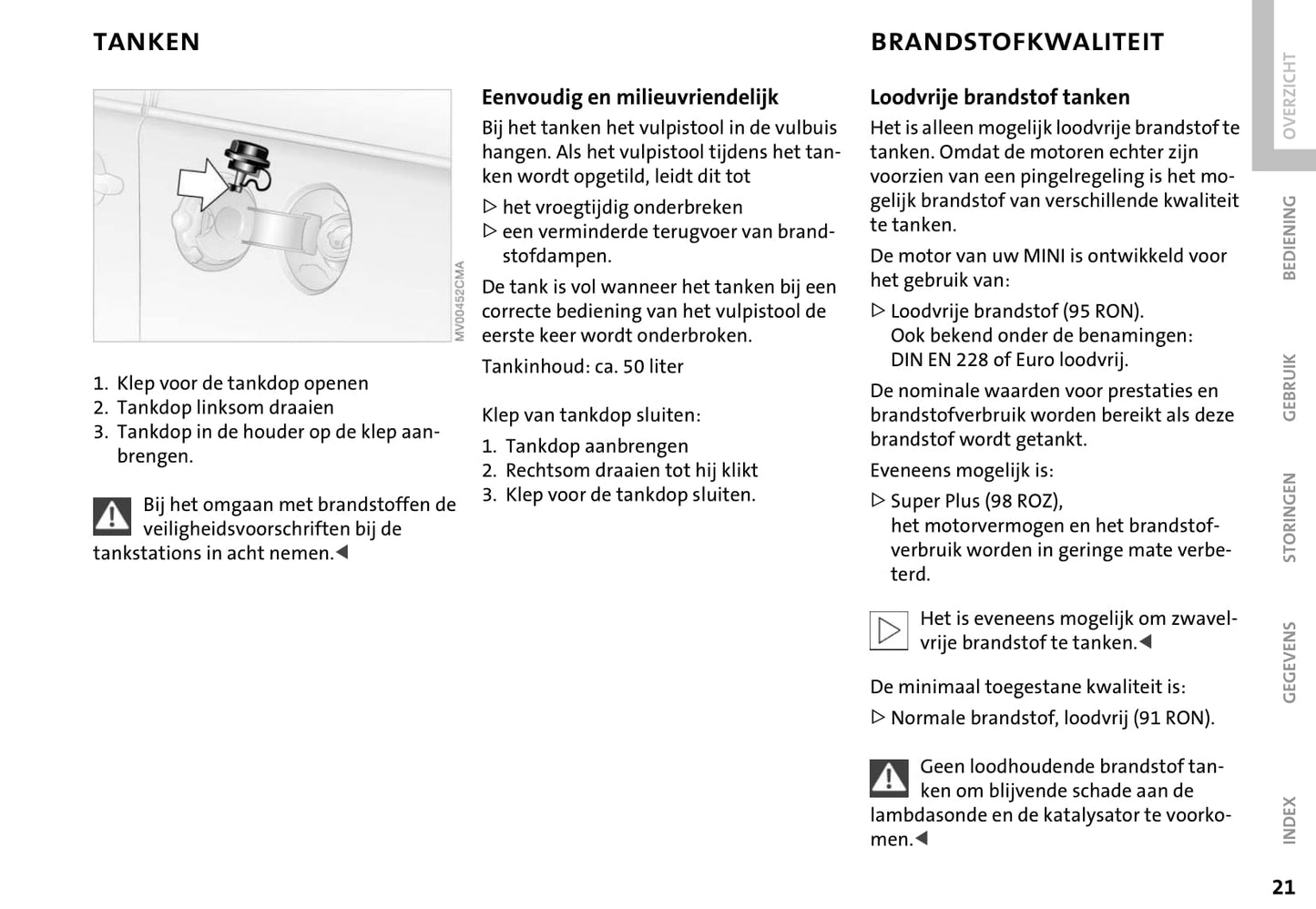 2001-2006 Mini Cooper/One Owner's Manual | Dutch