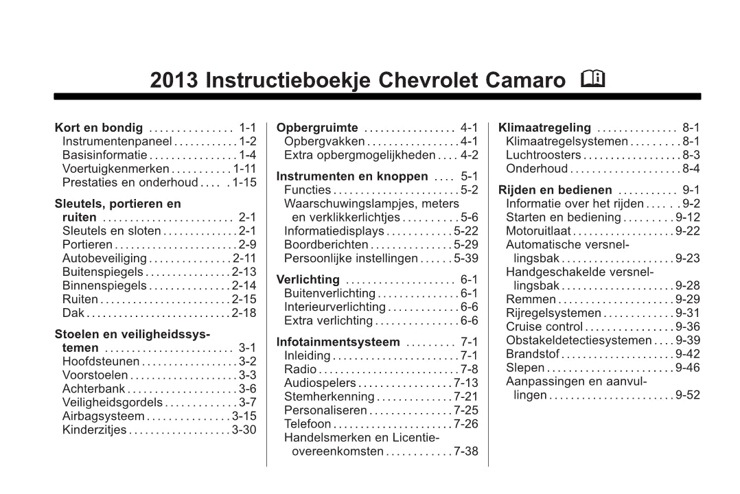 2013-2014 Chevrolet Camaro Bedienungsanleitung | Niederländisch