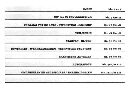 1996-2000 Peugeot 106 Bedienungsanleitung | Niederländisch