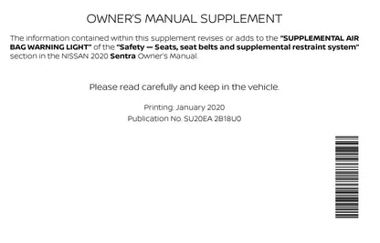 2020 Nissan Sentra Owner's Manual | English