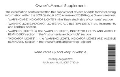 2020 Nissan Rogue Bedienungsanleitung | Englisch